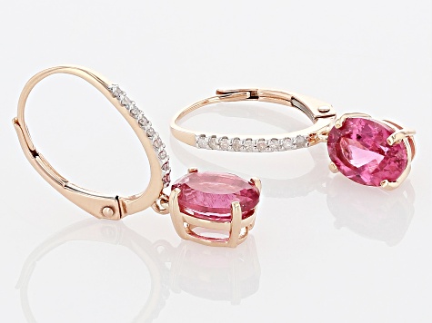 Pink Rubellite 14k Rose Gold Dangle Earrings 2.39ctw
