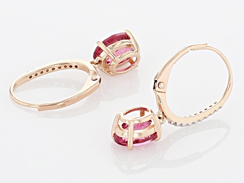 Pink Rubellite 14k Rose Gold Dangle Earrings 2.39ctw