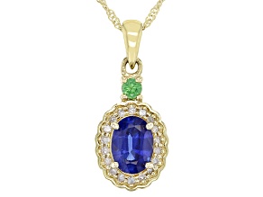 Blue Kyanite 10k Yellow Gold Pendant With Chain 1.05ctw