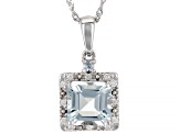 Blue Aquamarine Rhodium Over 10k White Gold Pendant With Chain 2.26ctw