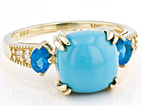 Blue Sleeping Beauty Turquoise 10k Yellow Gold Ring 0.32ctw