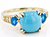 Blue Sleeping Beauty Turquoise 10k Yellow Gold Ring 0.32ctw