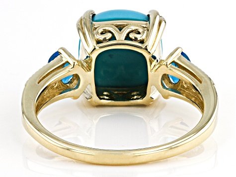 Blue Sleeping Beauty Turquoise 10k Yellow Gold Ring 0.32ctw