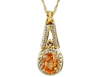 Picture of Orange Spessartite 10k Yellow Gold Pendant With Chain 1.91ctw
