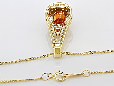 Orange Spessartite 10k Yellow Gold Pendant With Chain 1.91ctw