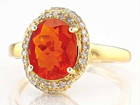 Orange Mexican Fire Opal 10k Yellow Gold Ring 1.63ctw