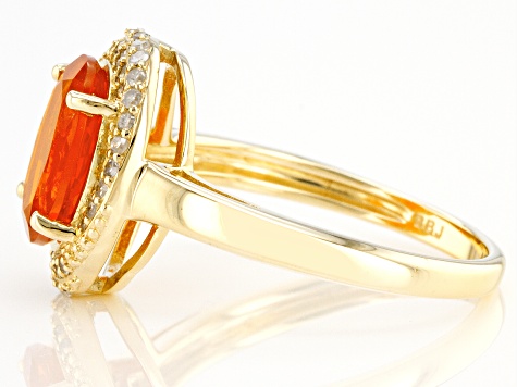 Orange Mexican Fire Opal 10k Yellow Gold Ring 1.63ctw