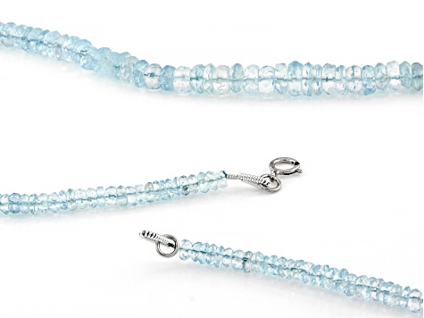 Rondelle Aquamarine Rhodium Over 14k White Gold Beaded Necklace