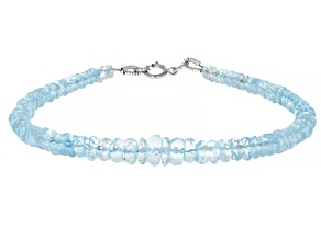 Blue Aquamarine Rhodium Over 14k White Gold Bracelet