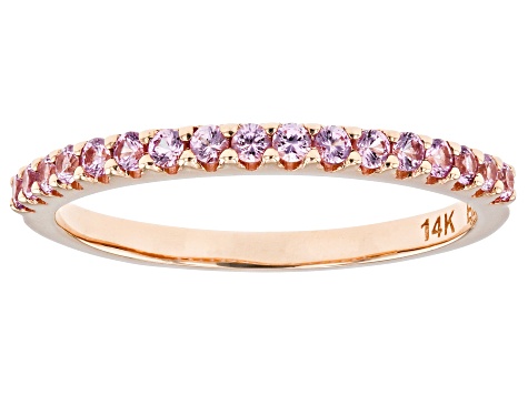 Pink Sapphire 14k Rose Gold Band Ring 0.24ctw