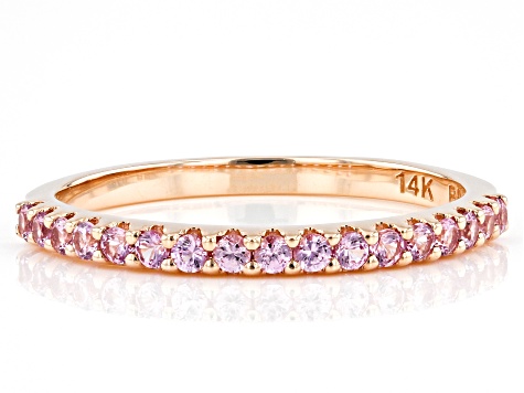 Pink Sapphire 14k Rose Gold Band Ring 0.24ctw