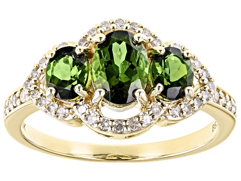Green Tourmaline 10k Yellow Gold Ring 1.38ctw