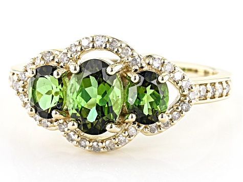Green Tourmaline 10k Yellow Gold Ring 1.38ctw