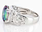 Multi-Color Quartz Rhodium Over Sterling Silver Solitaire Ring 4.00ct
