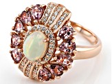 Multi Color Ethiopian Opal 18k Rose Gold Over Sterling Silver Ring 2.11ctw