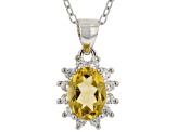 Yellow Citrine Rhodium Over Silver Earrings And Pendant Chain Set 2.78ctw