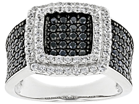 Black Spinel Rhodium Over Sterling Silver Ring 1.59ctw