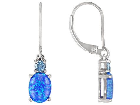 lab created blue opal earrings