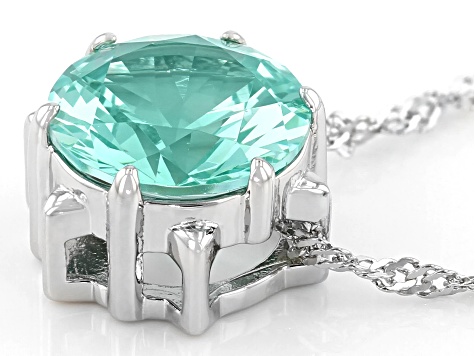 Green Lab Created Spinel Rhodium Over Silver Solitaire Pendant With Chain 3.27ct