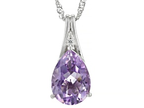 Lavender Amethyst Rhodium Over Sterling Silver Pendant With Chain 3.81ctw