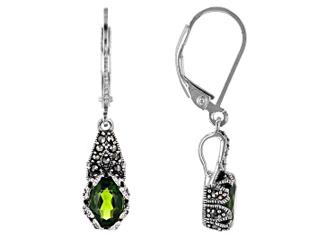 Picture of Green Chrome Diopside Sterling Silver Dangle Earrings 1.50ctw