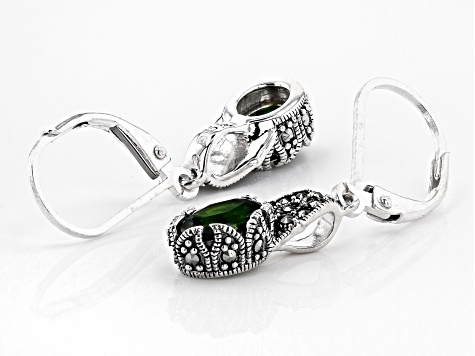 Green Chrome Diopside Sterling Silver Dangle Earrings 1.50ctw