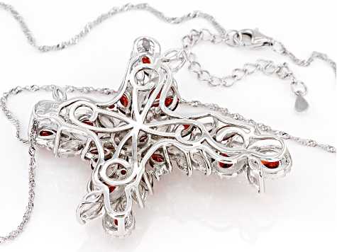 Vermelho Garnet™ Rhodium Over Sterling Silver Pendant With Chain 10.60ctw