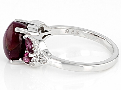 Red Ruby Rhodium Over Sterling Silver Ring 0.47ctw