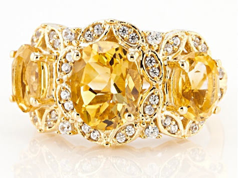 Yellow Citrine 18k Yellow Gold Over Sterling Silver Ring 2.98ctw