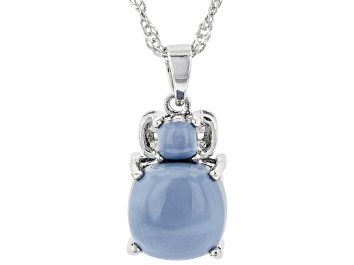 Picture of Blue Opal Rhodium Over Sterling Silver Pendant With Chain