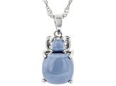 Blue Opal Rhodium Over Sterling Silver Pendant With Chain