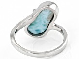 Blue Larimar Rhodium Over Sterling Silver Flip-Flop Ring .07ctw