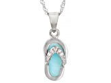 Blue Larimar Rhodium Over Sterling Silver Flip-Flop Pendant with Chain .07ctw