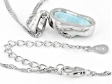 Blue Larimar Rhodium Over Sterling Silver Flip-Flop Pendant with Chain .07ctw