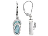 Blue Larimar Rhodium Over Sterling Silver Flip-Flop Dangle Earrings .12ctw