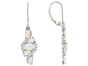 White Lab Created Opal Rhodium Over Sterling Silver Earrings 0.43ctw