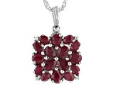 Red Indian Ruby Rhodium Over Sterling Silver Pendant With Chain. 4.84ctw