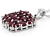Red Indian Ruby Rhodium Over Sterling Silver Pendant With Chain. 4.84ctw