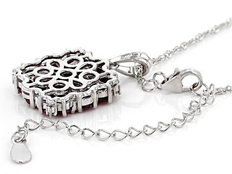 Red Indian Ruby Rhodium Over Sterling Silver Pendant With Chain. 4.84ctw