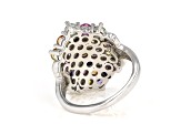 Multi-Color Lab Created Sapphire Rhodium Over Sterling Silver Ring 2.86ctw