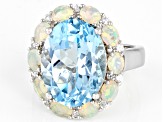 Sky Blue Topaz Rhodium Over Silver Ring 11.29ctw