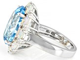 Sky Blue Topaz Rhodium Over Silver Ring 11.29ctw