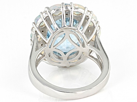 Sky Blue Topaz Rhodium Over Silver Ring 11.29ctw