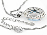 Blue Topaz Rhodium Over Silver Pendant Chain 7.23ctw