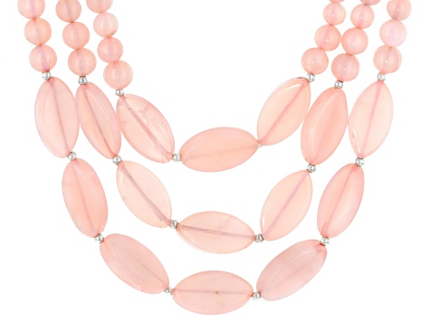 Pink Opal Rhodium Over Sterling Silver Necklace