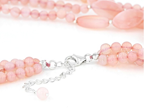 Pink Opal Rhodium Over Sterling Silver Necklace
