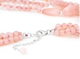 Pink Opal Rhodium Over Sterling Silver Necklace