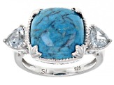Blue Turquoise Rhodium Over Sterling Silver Ring 0.81ctw