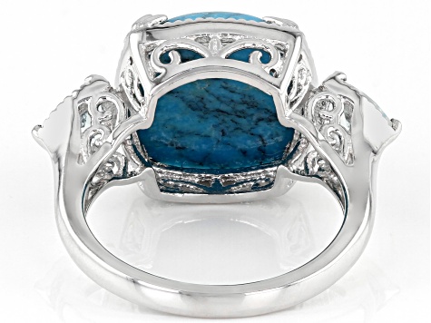 Blue Turquoise Rhodium Over Sterling Silver Ring 0.81ctw