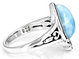 Blue Larimar Solitaire Rhodium Over Sterling Silver Ring